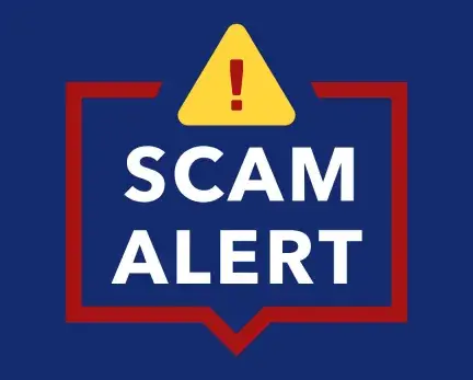 A graphic titled "Scam Alert"