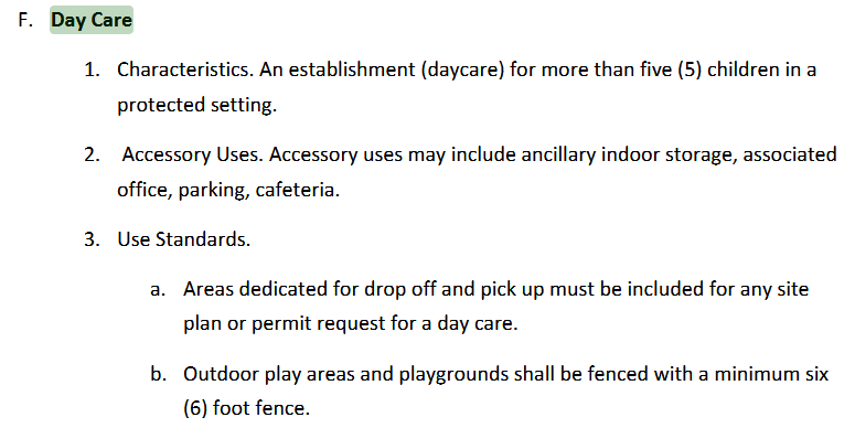 DAY CARE SECTION 5.1.3.F
