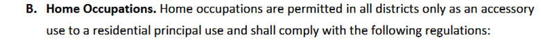 B HOME OCCUPATION 